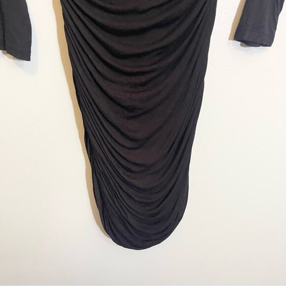 H&M Women's Black Long Sleeve Form Fitting Ruched Dress Size Medium - Picture 10 of 13